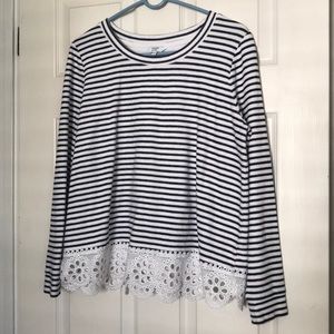 Crown and Ivy sweater with eyelet trim